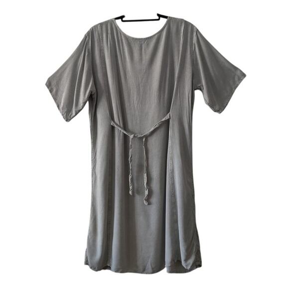 Coline Floral Embroidered Dress Gray Viscose Rayon Size 3XL Boho Short Sleeve - Picture 2 of 6